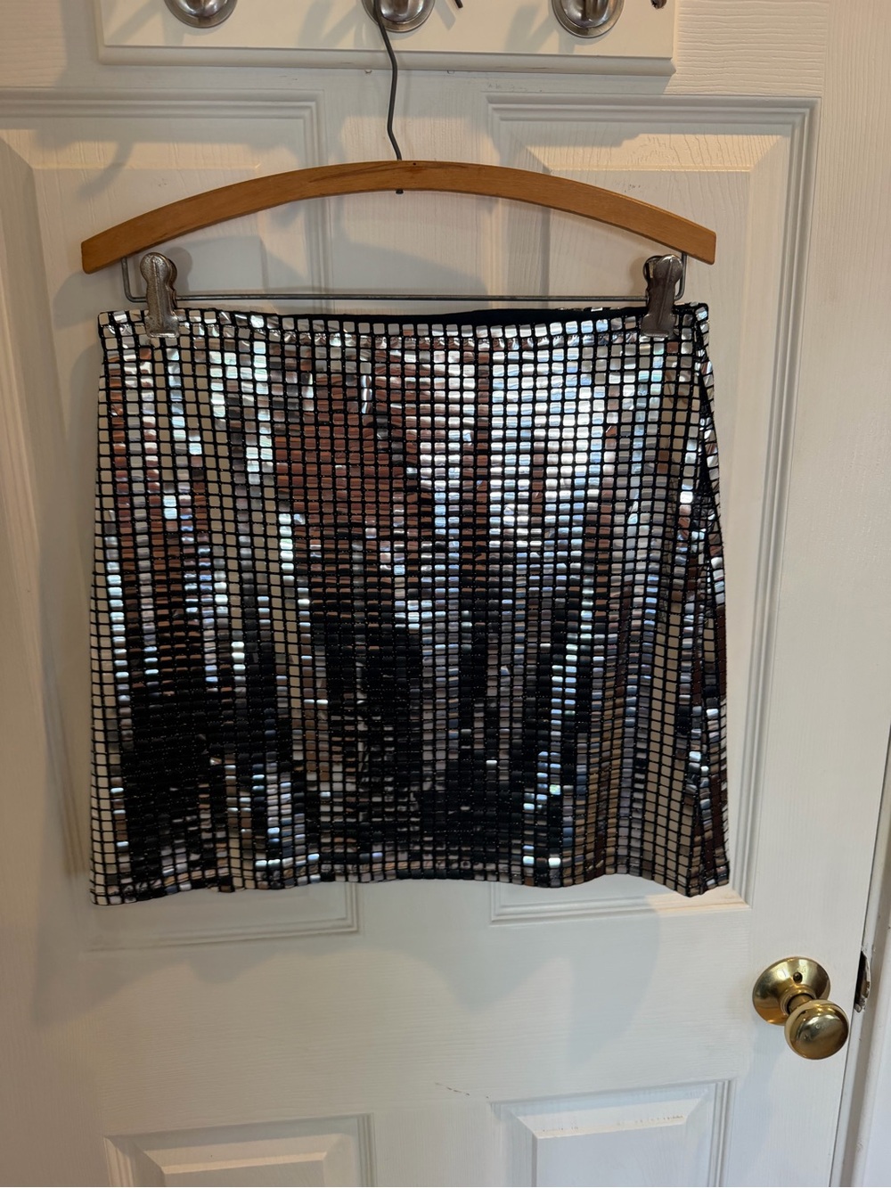 12th Tribe Silver Mirror-Panel Mini Skirt